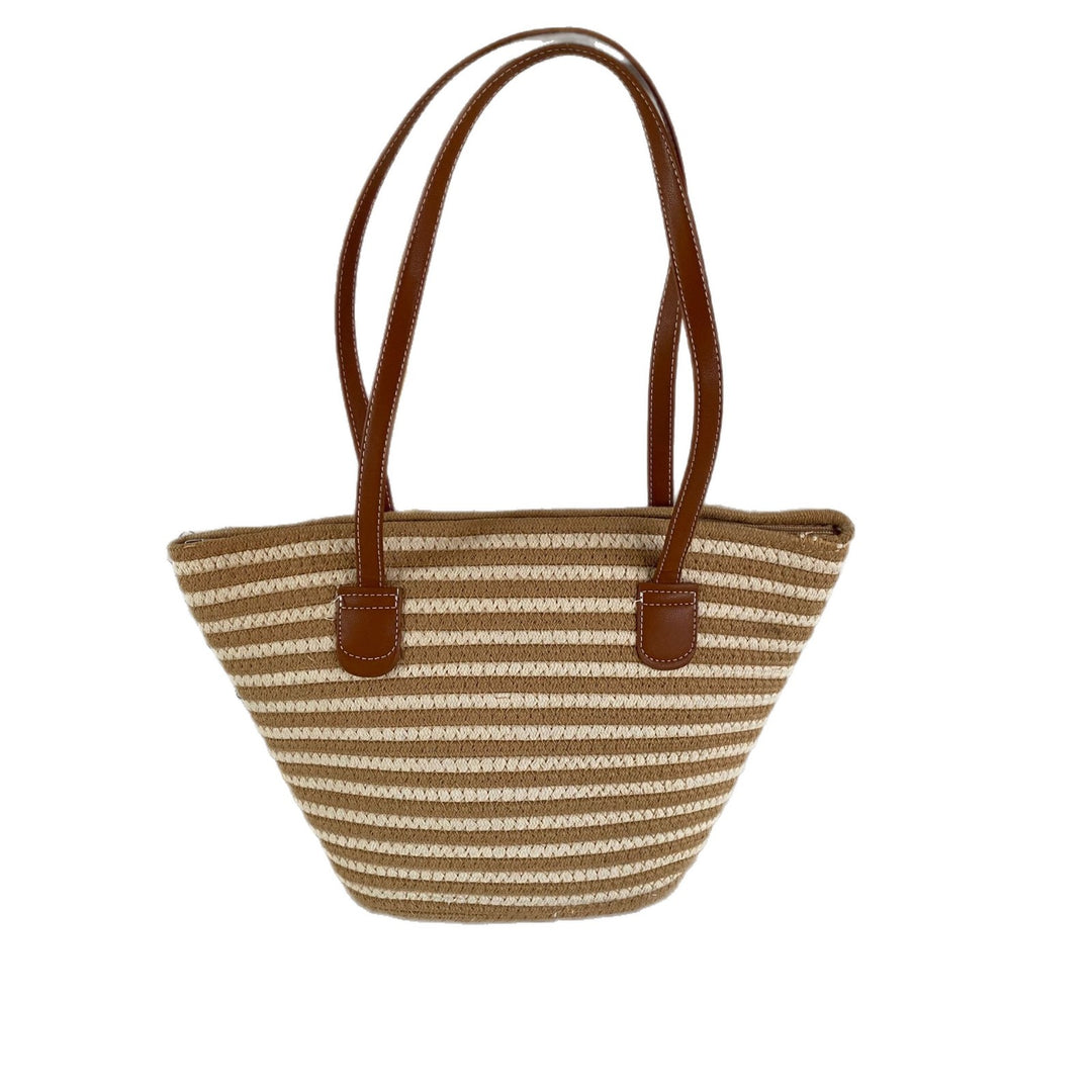 Trendy Basket Bag with Leather Handles Stornfield