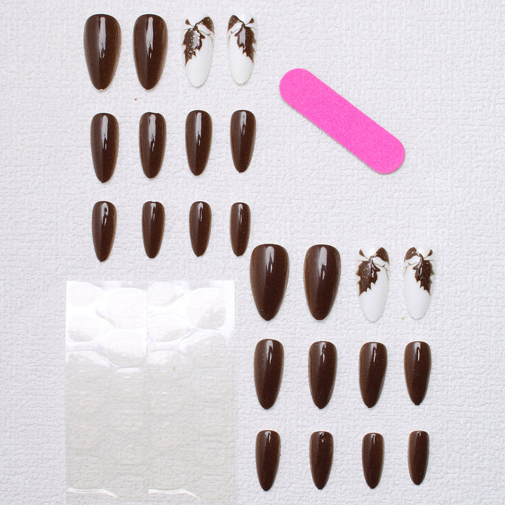 Artistic Leaf-Designed Press-On Nails Stornfield