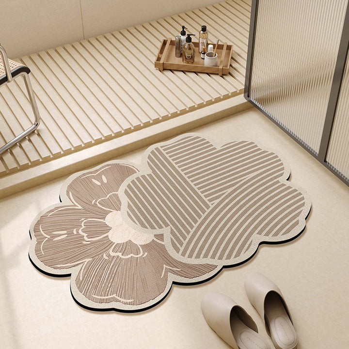 Floral Design Plush Bath Mat