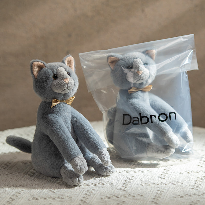 Plush Decorative Sitting Cat Toy with Pleated Ruffle Collar