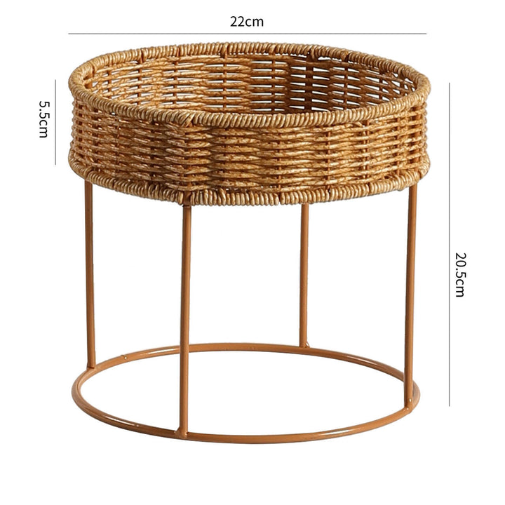 Unisex Modern Plant Stand with Woven Basket and Metal Frame Stornfield