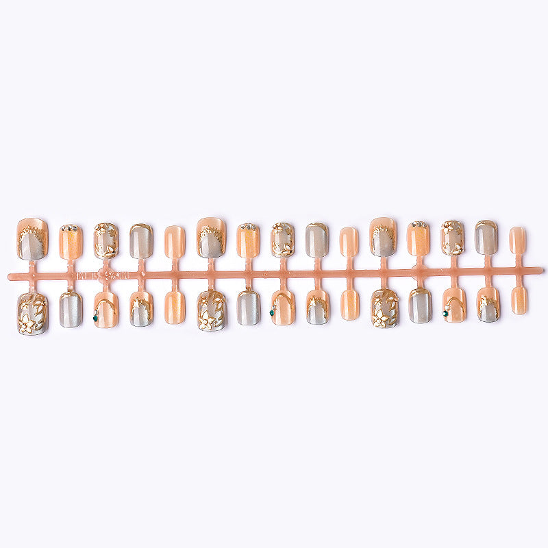 Decorative Press-On Nail Art Set with Elegant Floral Embellishments Stornfield