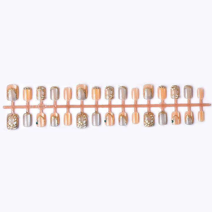 Decorative Press-On Nail Art Set with Elegant Floral Embellishments Stornfield
