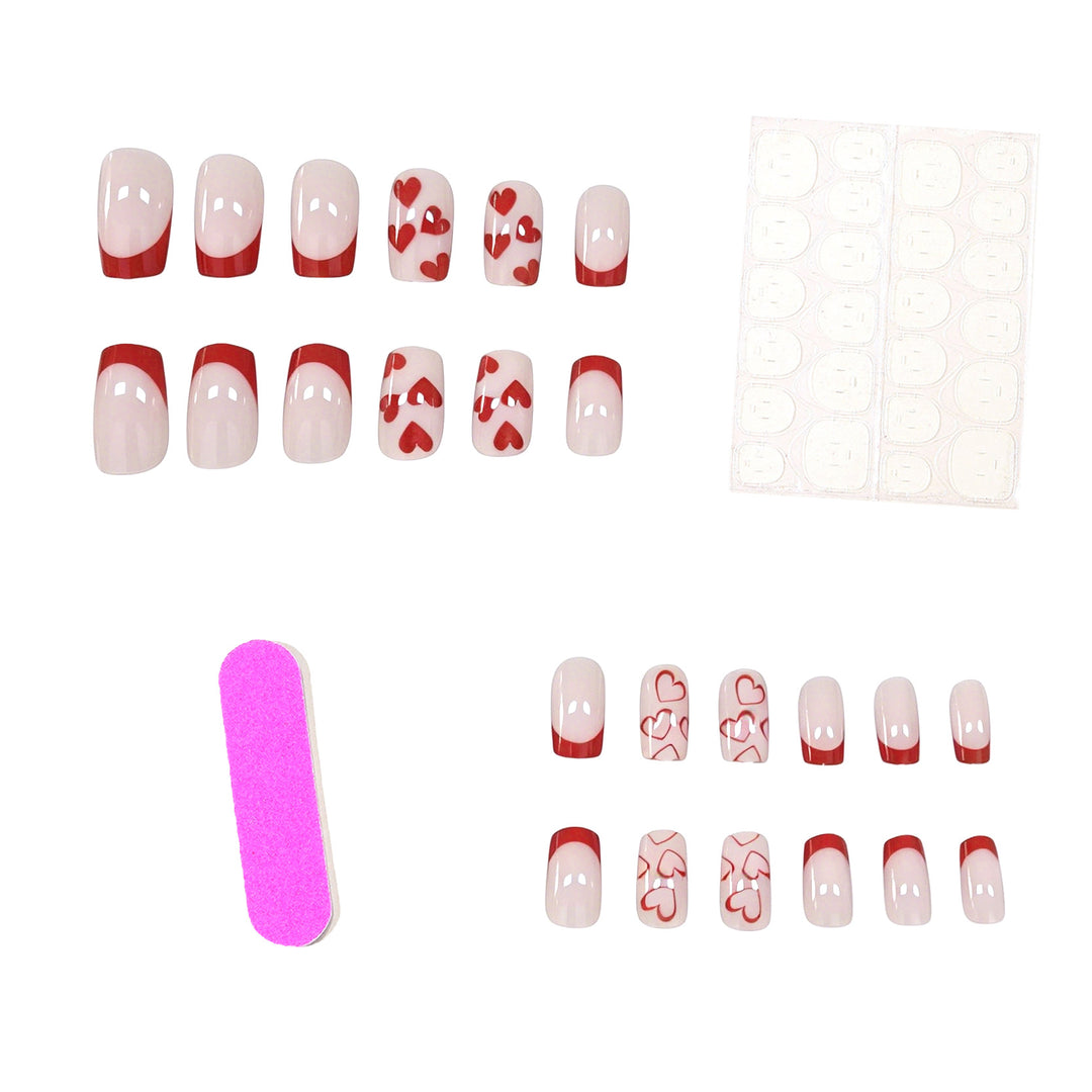 Artistic Heart-Design Acrylic Nail Enhancements Stornfield