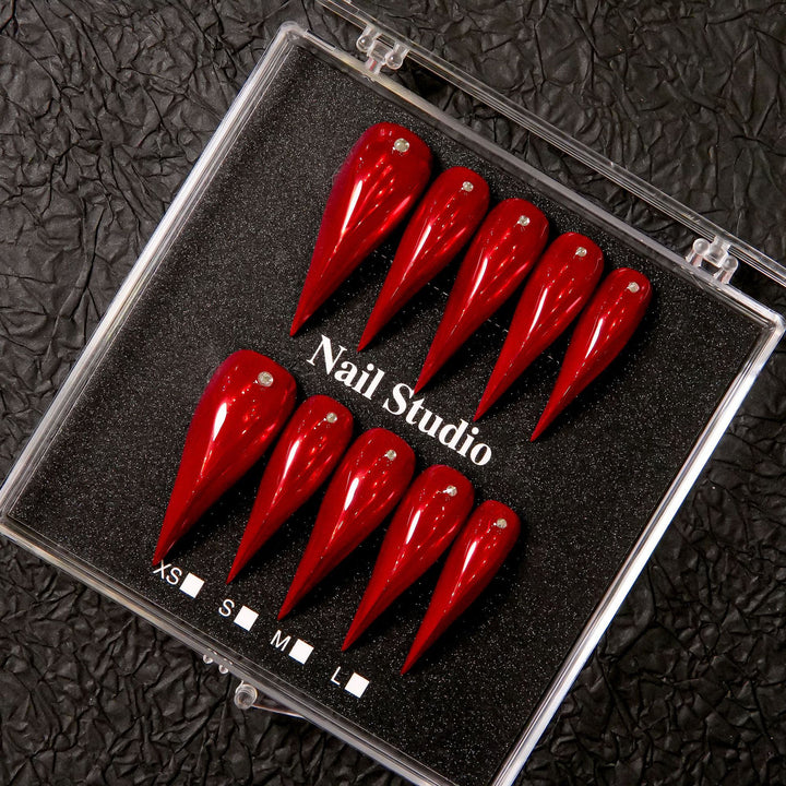 Stiletto Press-On Nail Set with Gem Accents