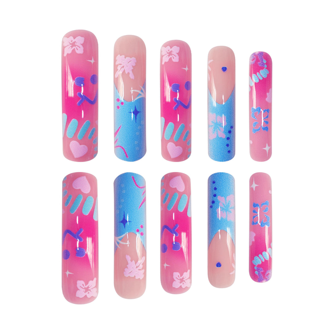 Artistic Press-On Nail Extensions With Floral Designs Stornfield