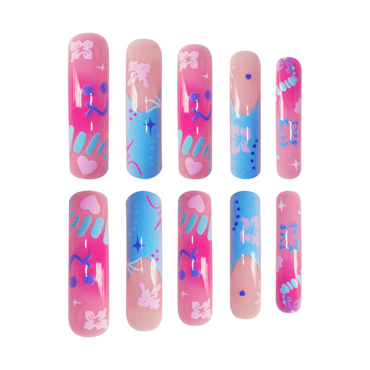 Artistic Press-On Nail Extensions With Floral Designs Stornfield
