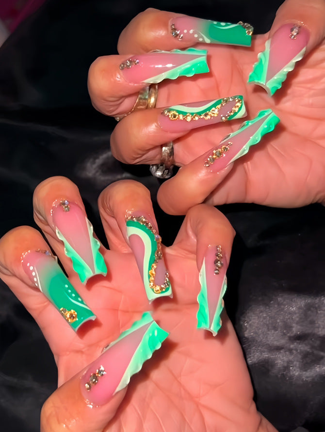 Decorative Long Press-On Nail Extensions Stornfield