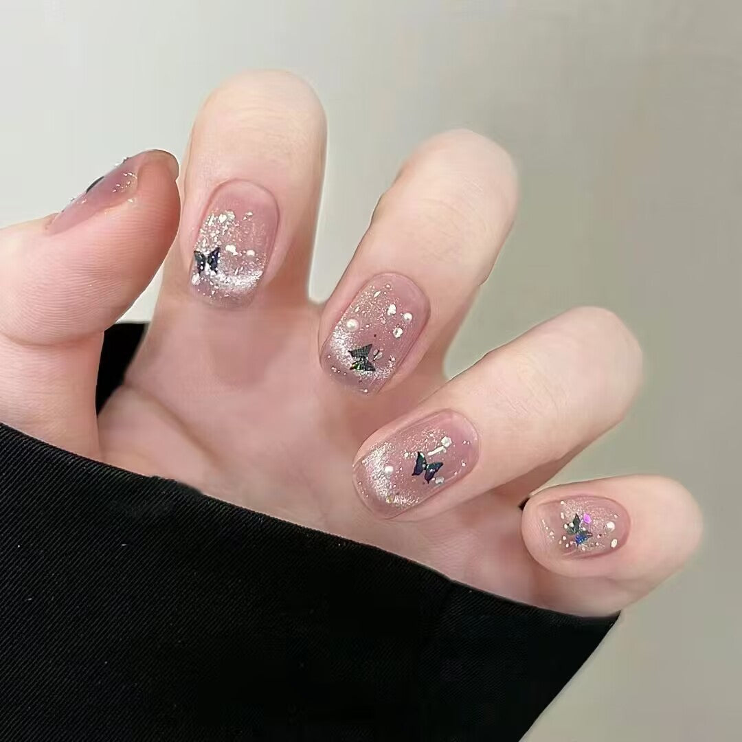 Artistic Glitter Butterfly Press-On Nails Stornfield