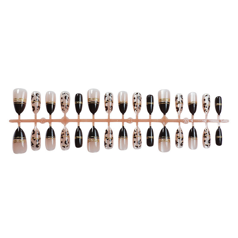 Artistic Premium Press-On Nail Art Set with Elegant Leopard Print