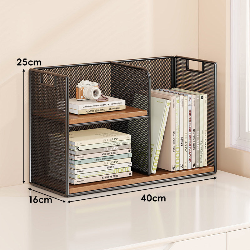 Mesh Tiered Desktop Organizer Shelf with Handle Cutouts