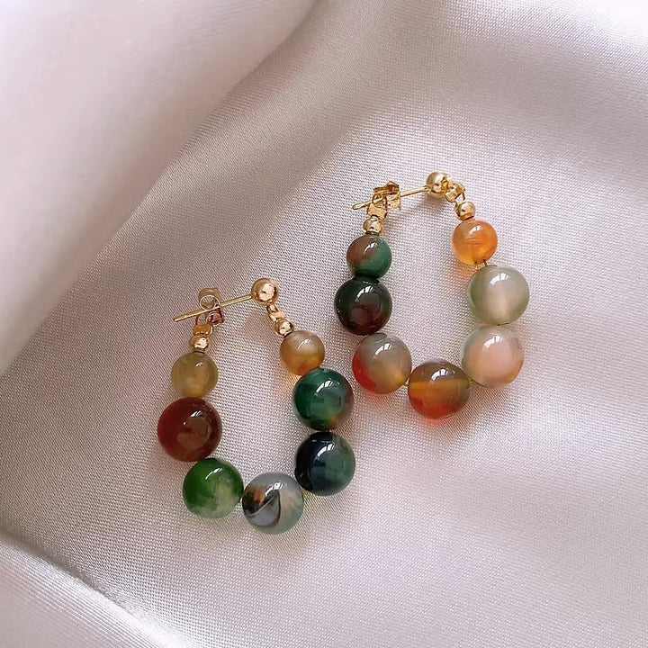 Elegant Stone Beaded Hoop Earrings Stornfield