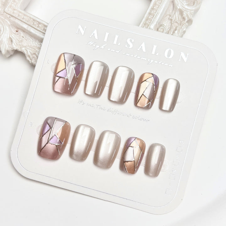 Geometric Design Press-On Nail Set