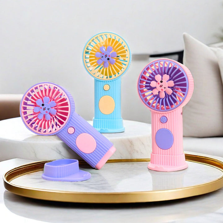 Ladies Compact Hand Fan with Flower Motif Stornfield