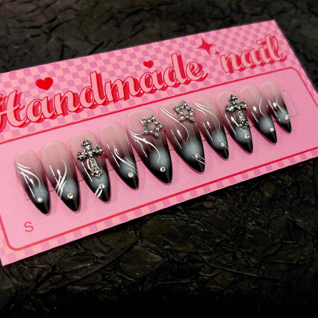 Artistic stiletto nails with elegant glitter design Stornfield