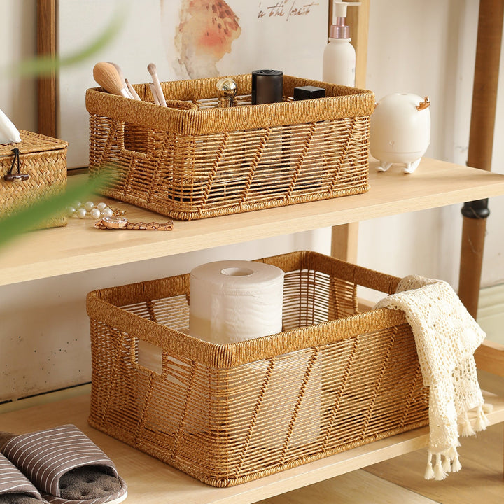 Decorative Handwoven Storage Basket with Cutout Handles Stornfield