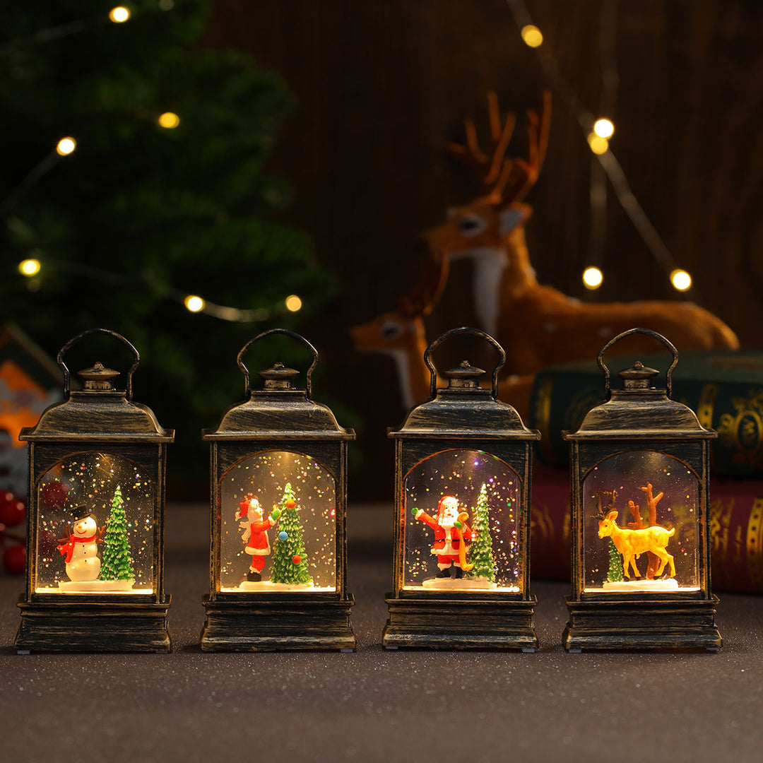 Nostalgic Snowman Lantern with Glitter Effects Stornfield