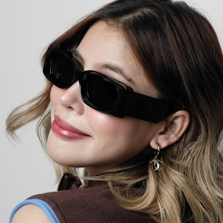 Women's fashionable square sunglasses with transparent frame and protective UV filter Stornfield