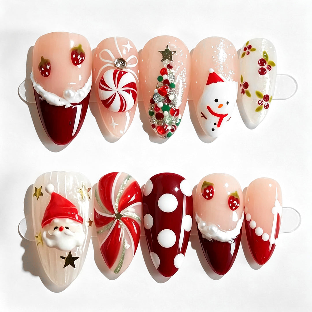 Holiday-Themed 3D Press-On Nail Art Set