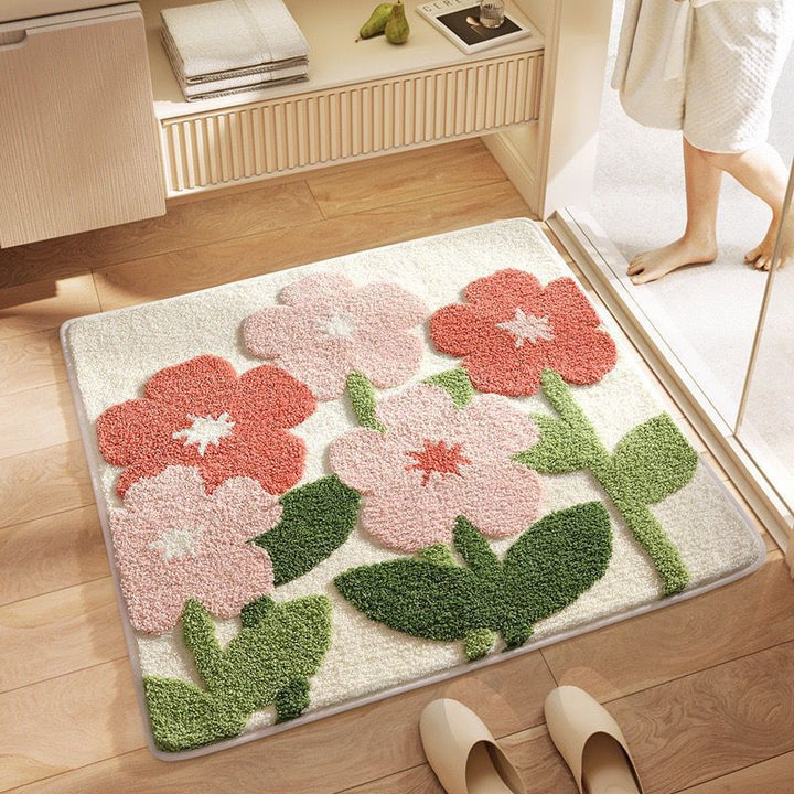 Decorative Floral Pattern Bath Rug