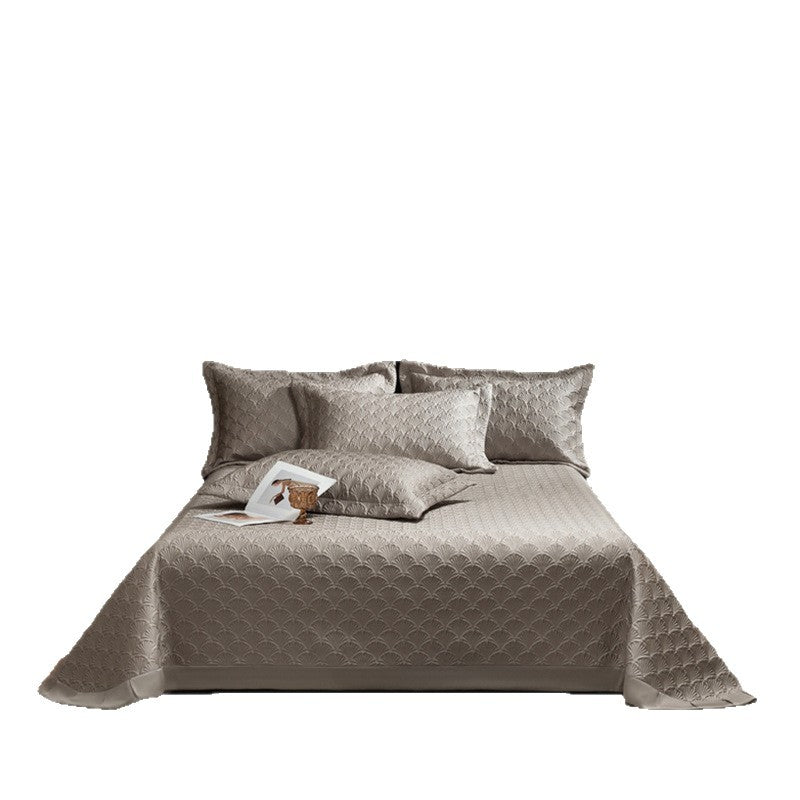 Quilted Jacquard Satin-Feel Bedspread Set with Matching Pillow Shams