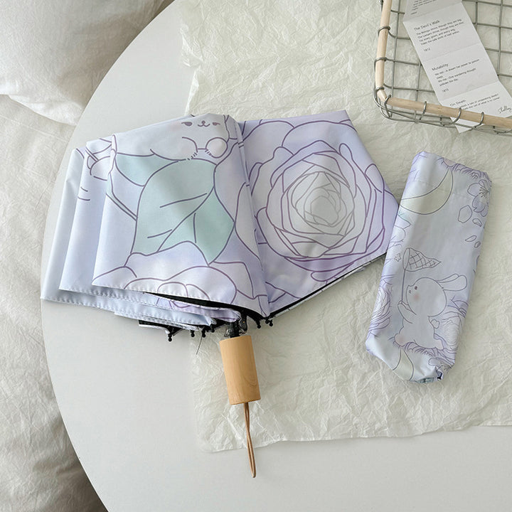 Ladies Folding Umbrella with Floral Minimalism Stornfield