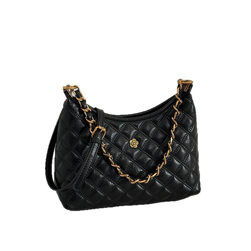 Quilted Chain-Accent Shoulder Bag