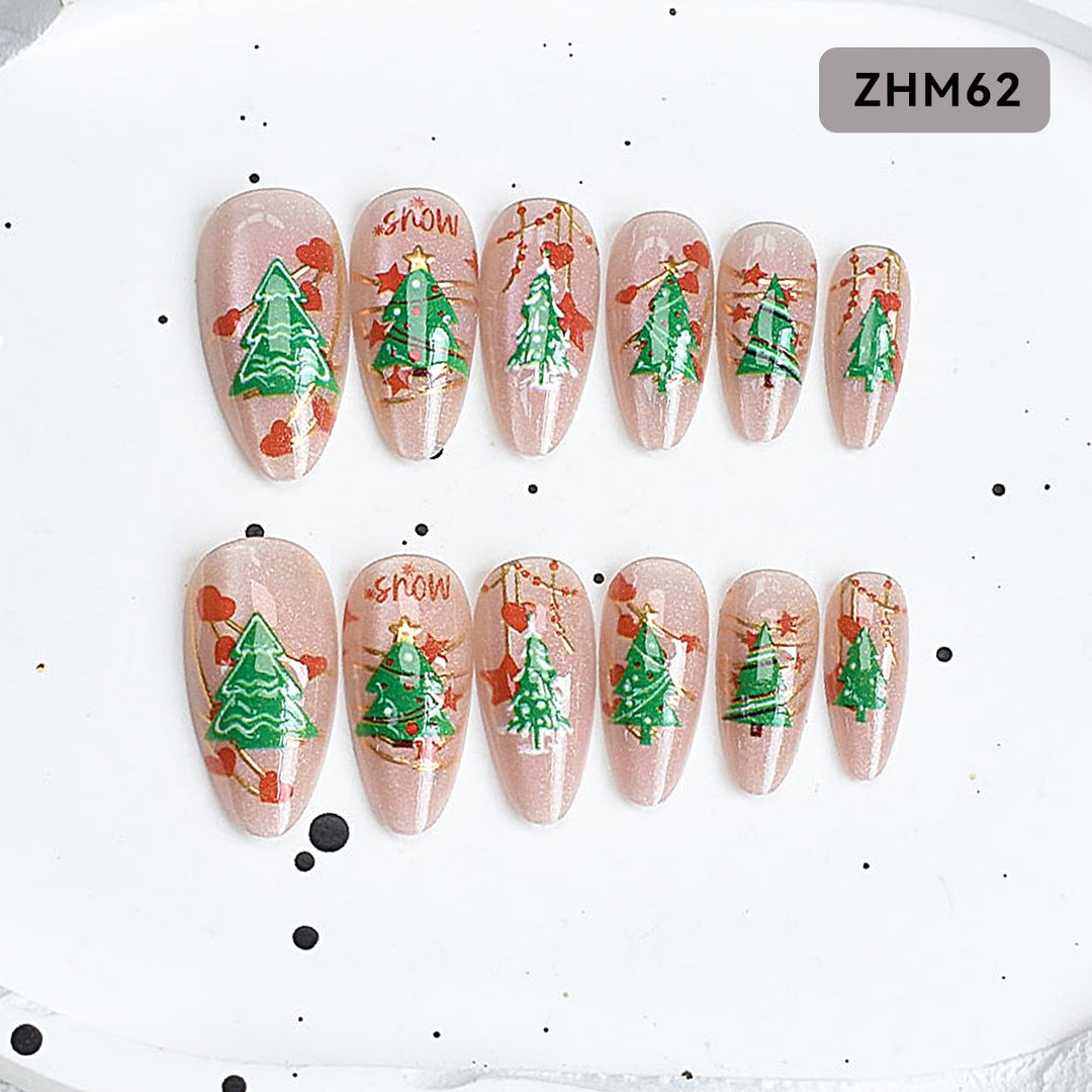 Festive Tree-Themed Press-On Nail Set Stornfield