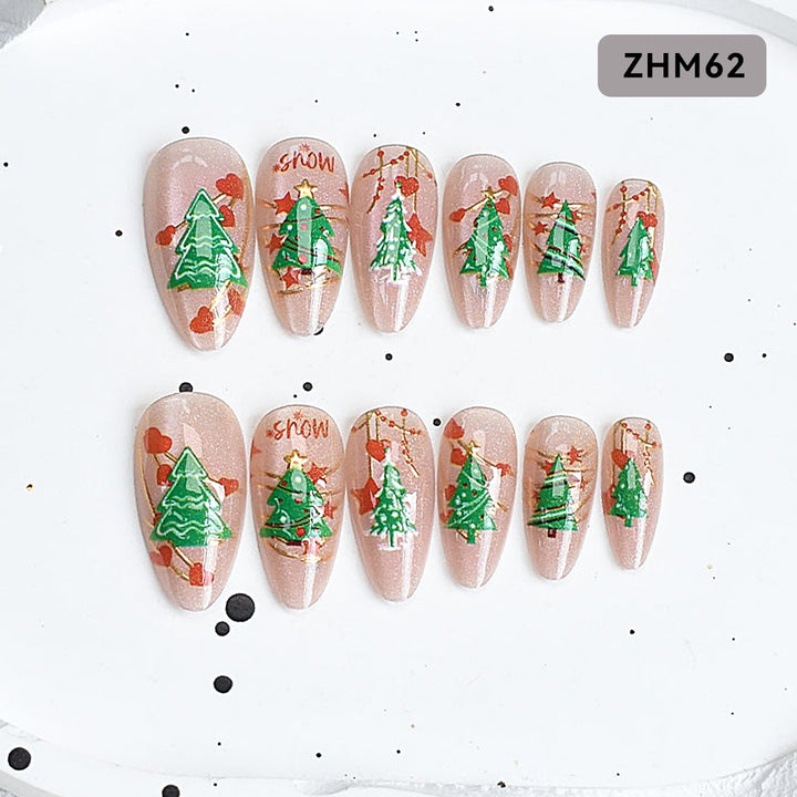 Festive Tree-Themed Press-On Nail Set Stornfield