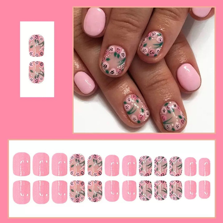 Artificial Nail Set with Playful Floral Designs Stornfield