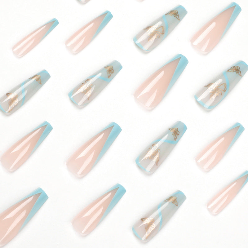 Artificial nail extensions in an elegant style with floral design Stornfield