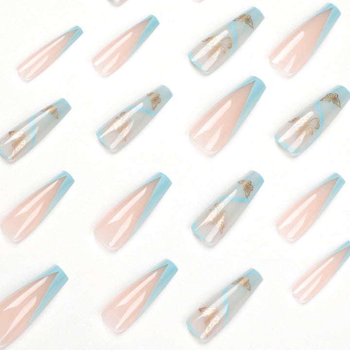 Artificial nail extensions in an elegant style with floral design Stornfield