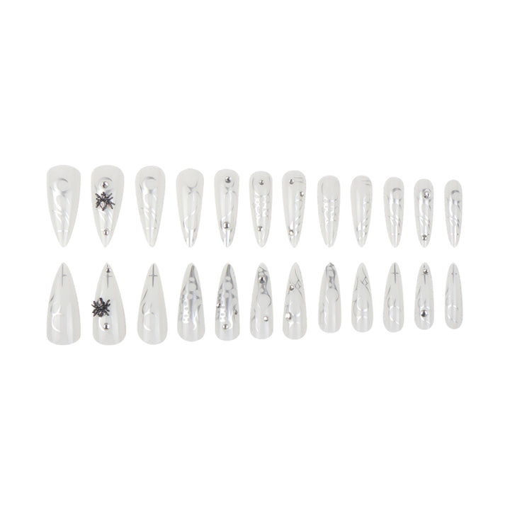 Elegant Stiletto Press-On Nails with Metallic Design Stornfield