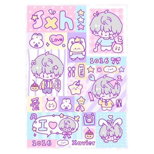 Cute Cartoon Style Sticker Sheet