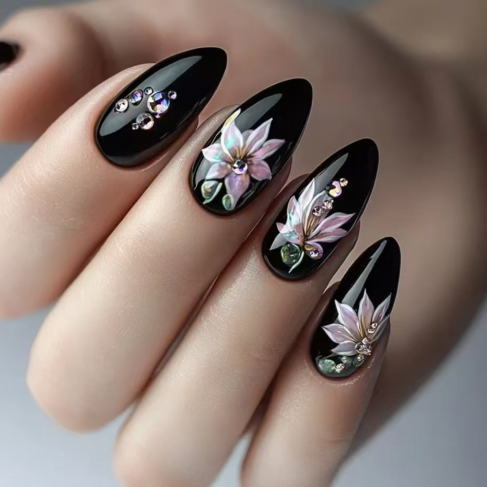 Floral Embellished Press-On Nails Stornfield