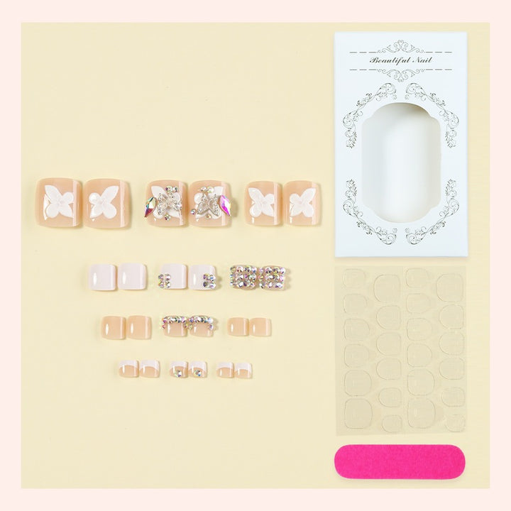 Artificial nail set with elegant butterfly accents Stornfield