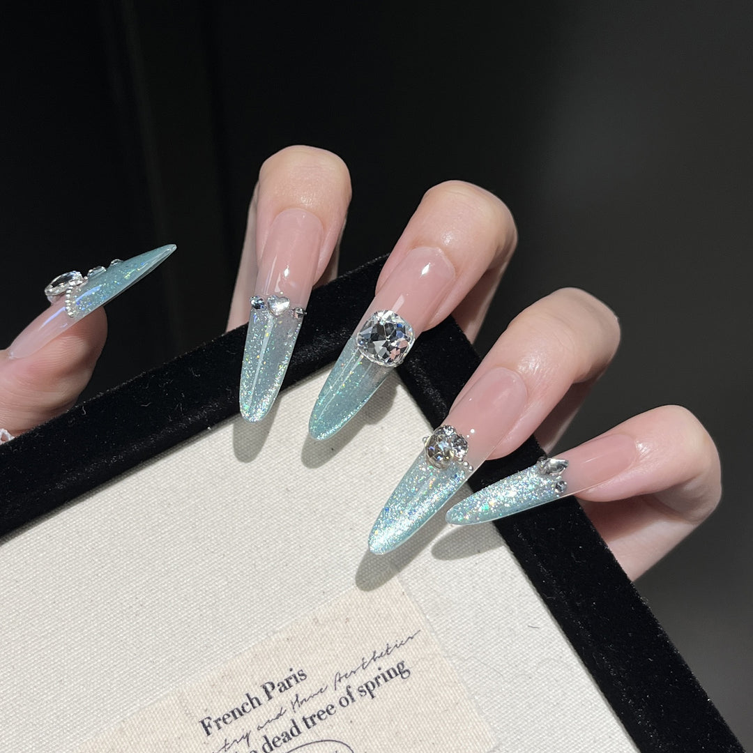 Glamorous Crystal-Embellished Stiletto Press-On Nail Extensions Stornfield
