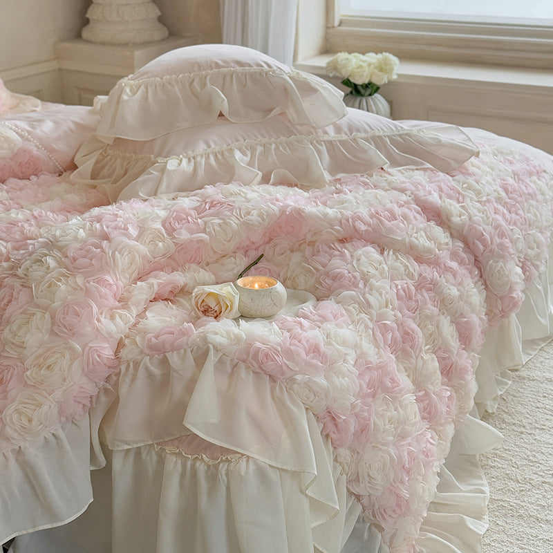 Luxury Floral Ruffled Duvet Cover Bedding Set