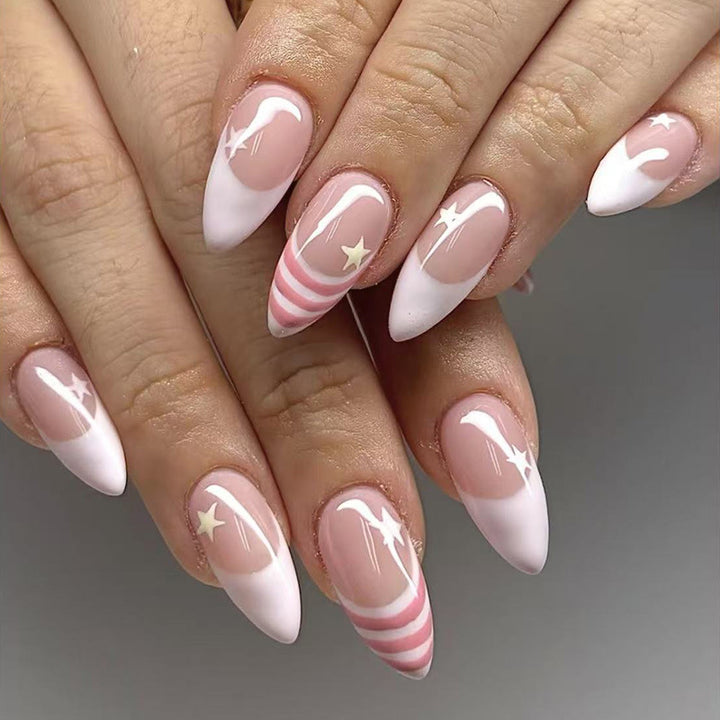 Decorative Almond-Shaped Press-On Nails Stornfield
