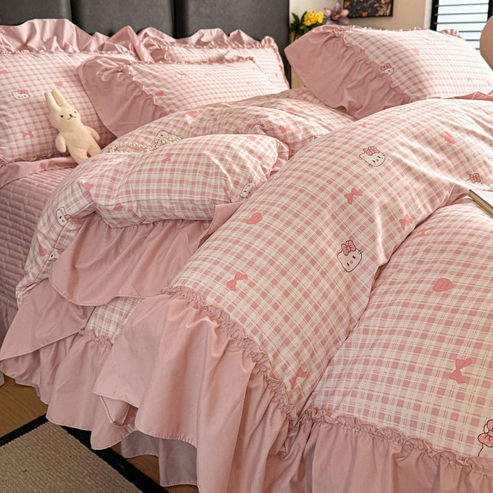Vintage Floral Ruffled Duvet Cover Set