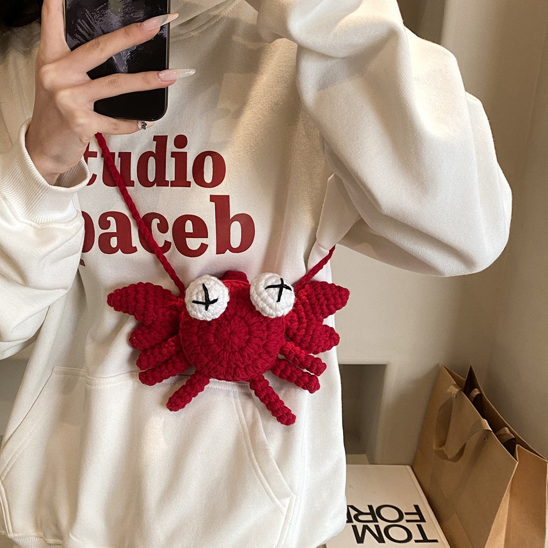 Crochet Crab-Shaped Crossbody Bag