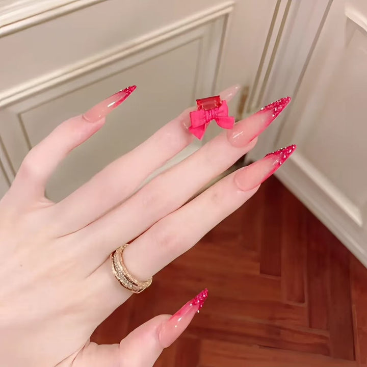 Elegant Stiletto Nail Extensions with Rhinestone  Accents
