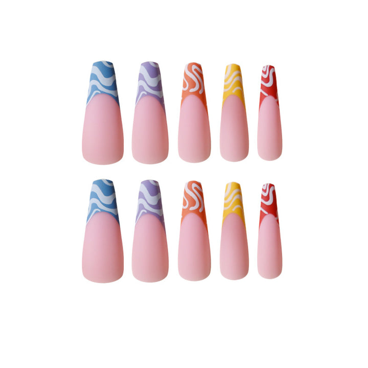 Artful Nail Extensions with Modern Color Pattern Stornfield