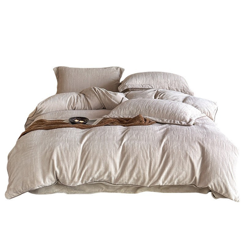 Luxury Textured Velvet Duvet Cover Set with Pillowcases