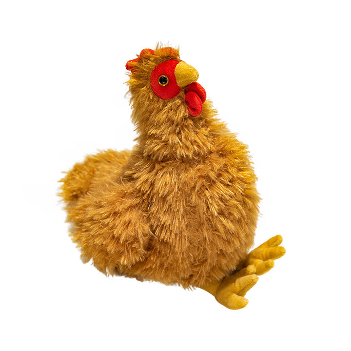 Lifelike Plush Hen Floor Cushion with Fluffy Faux Fur and Embroidered Face Stornfield