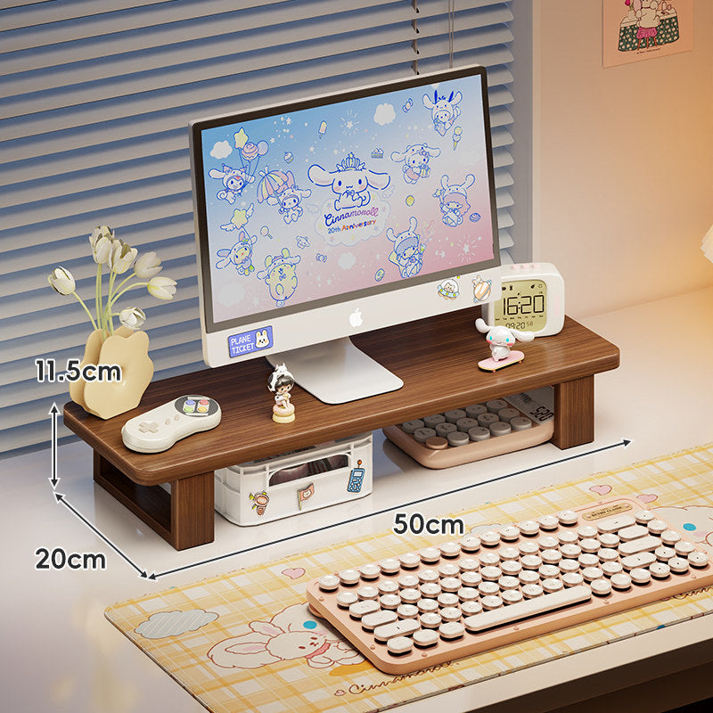 Bamboo Monitor Stand Riser with Under-Shelf Storage Organizer