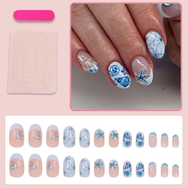 Ocean-Themed Press-On Nail Art Set