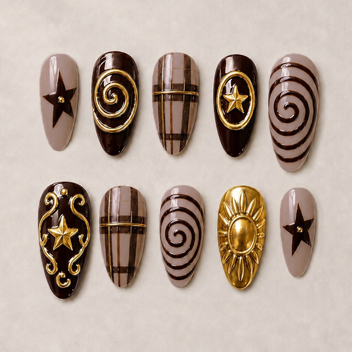 Artificial nail set with glamorous 3D decorations and stylish accents Stornfield