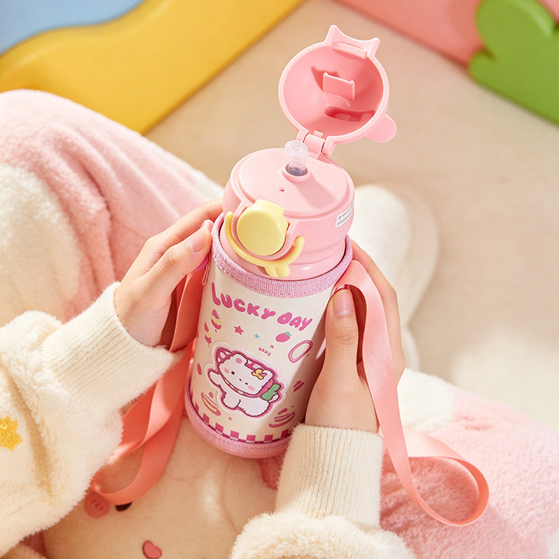 Women's insulated bottle with practical carrying device and playful design Stornfield
