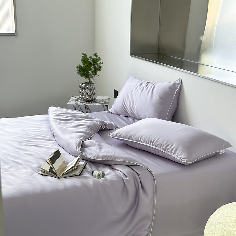 Reversible Premium Satin Bedding Set with Fine Piping and Extra Pillowcases